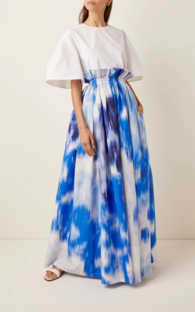Shop Carolina Herrera Printed Cotton-blend Maxi Skirt In Multi