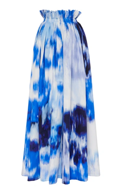 Shop Carolina Herrera Printed Cotton-blend Maxi Skirt In Multi