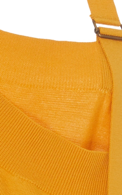 Shop Monse Upside Down Draped Wool Halter Top In Yellow