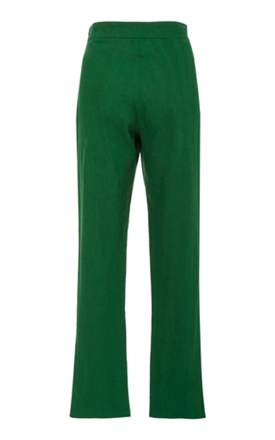 Shop Andres Otalora Palenque Cropped Straight-leg Linen Pants In Green