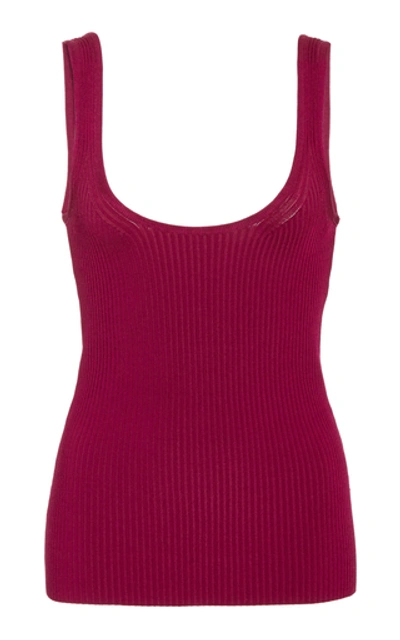Shop Zimmermann Wavelength Ribbed-knit Tank Top In Pink