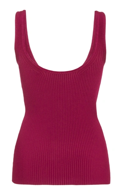 Shop Zimmermann Wavelength Ribbed-knit Tank Top In Pink