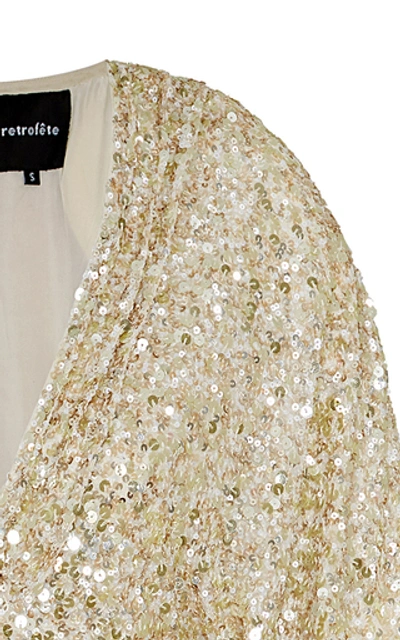Shop Retroféte Aubrielle Sequin-embellished Mini Dress In Silver