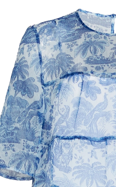 Shop Staud Hyacinth Crepe-organza Dress In Print
