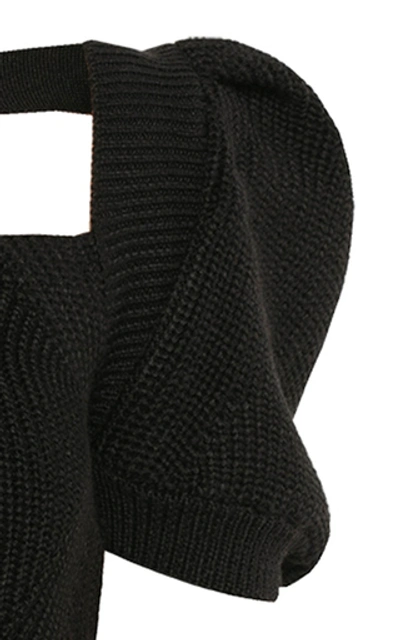 Shop Anna October Vera Tie-detailed Wool-blend Top In Black