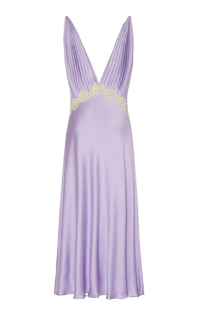 Shop Jonathan Simkhai Kiara Lace-detailed Satin Dress In Purple