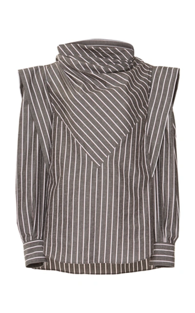 Shop Isabel Marant Welly Striped Cotton-blend Shirt In Grey