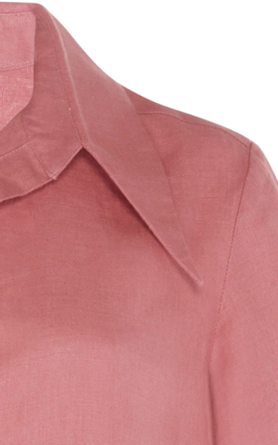 Shop Albus Lumen Agaso Short Sleeve Linen Shirt In Pink