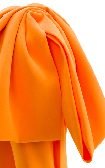 Shop Alex Perry Wade Bow-accented Crepe Midi Dress In Orange