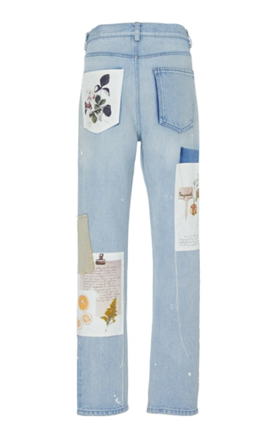 Shop Monse Patchwork Distressed Straight-leg Jeans In Light Wash