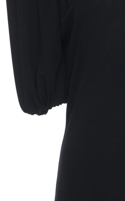Shop Versace Ruched Sleeve Crepe Dress In Black