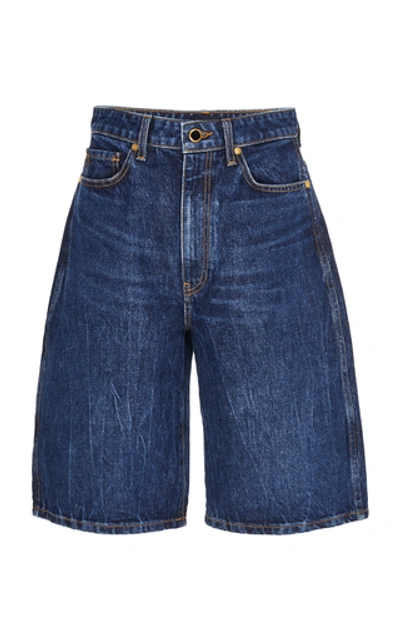Shop Khaite Mitch Rigid High-rise Denim Shorts In Medium Wash