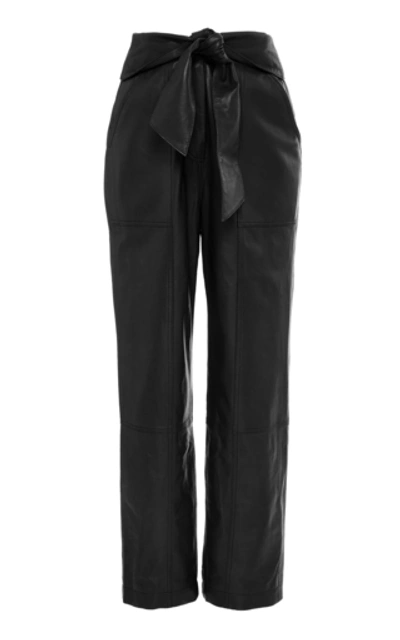 Shop Jonathan Simkhai Vegan Leather Tie Waist Pants In Black