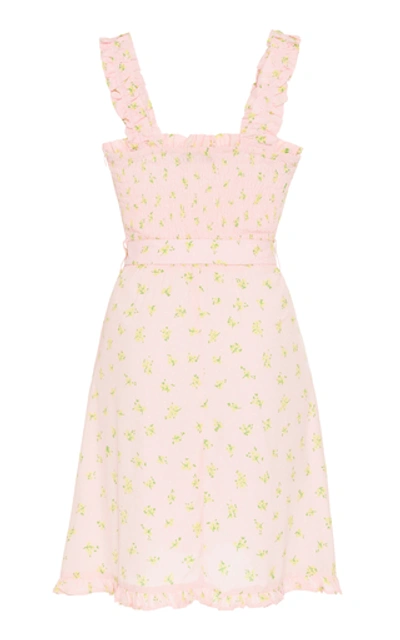 Shop Faithfull The Brand Belted Ruffled Floral-print Crepe Mini Dress In Pink