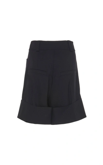 Shop Low Classic Cuffed Wool Shorts In Navy