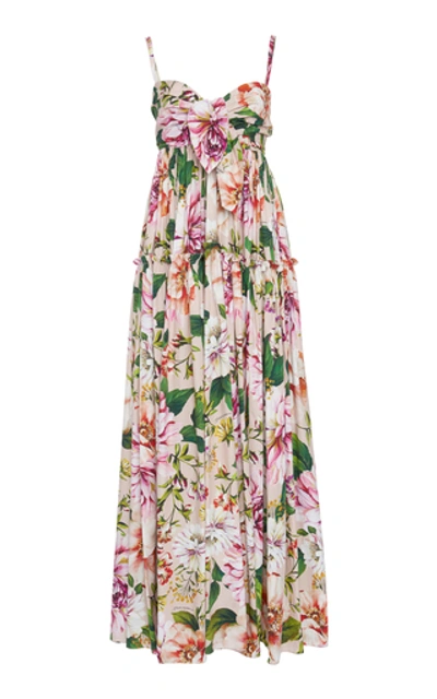 Shop Dolce & Gabbana Floral-print Tiered Cotton Maxi Dress