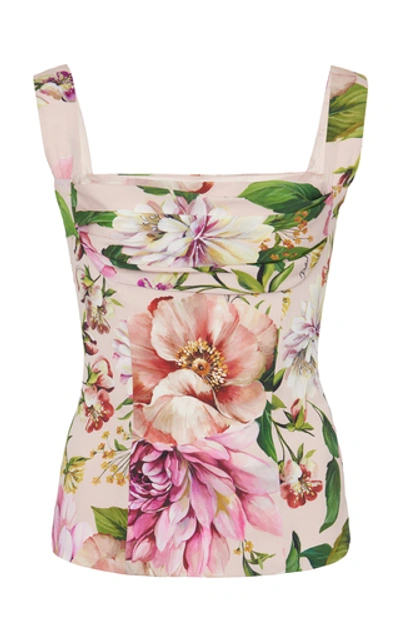 Shop Dolce & Gabbana Floral-print Silk-blend Bustier Tank Top
