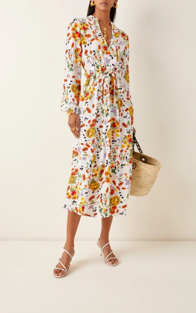 Shop Bytimo Wrap-effect Crepe Dress In Floral