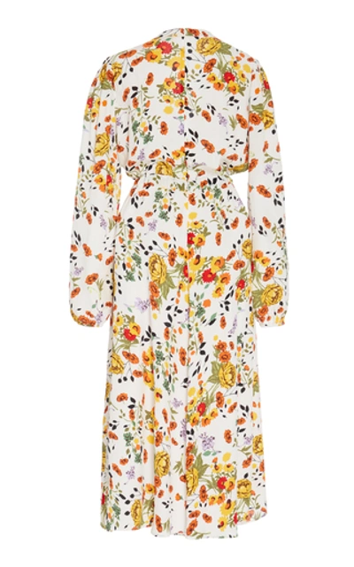 Shop Bytimo Wrap-effect Crepe Dress In Floral