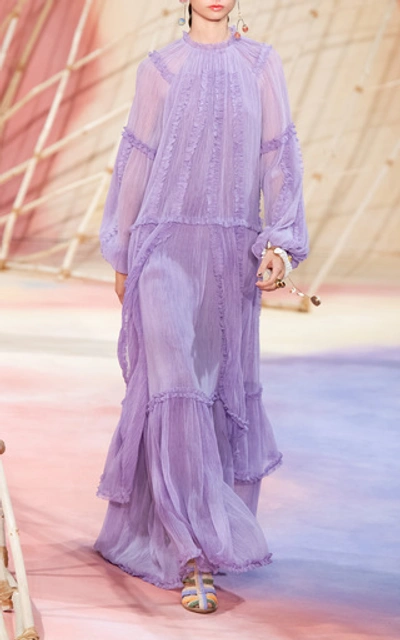 Shop Ulla Johnson Sabina Sheer Overlay Gown In Purple