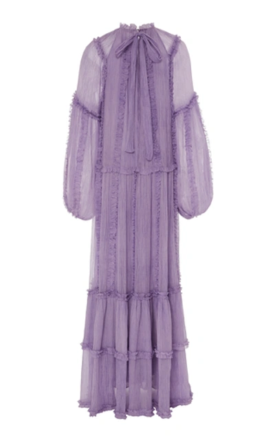 Shop Ulla Johnson Sabina Sheer Overlay Gown In Purple