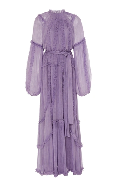 Shop Ulla Johnson Sabina Sheer Overlay Gown In Purple