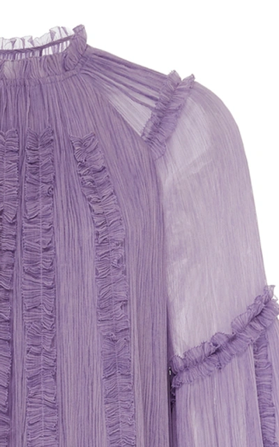 Shop Ulla Johnson Sabina Sheer Overlay Gown In Purple