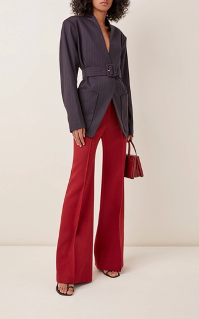 Shop Rachel Comey Clinch Belted Stretch-wool Jacket In Navy