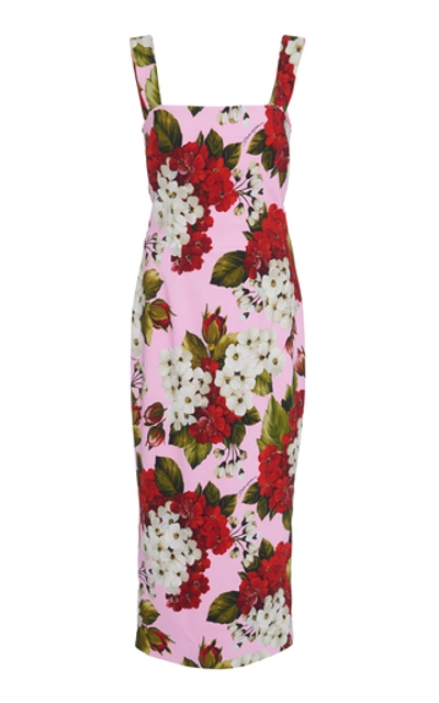 Shop Dolce & Gabbana Floral-print Stretch-crepe Midi Dress