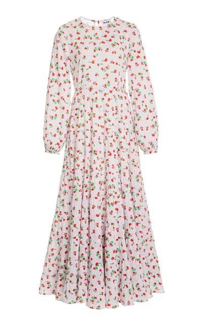 Shop Rixo London Pip Tiered Printed Cotton Maxi Dress In Floral