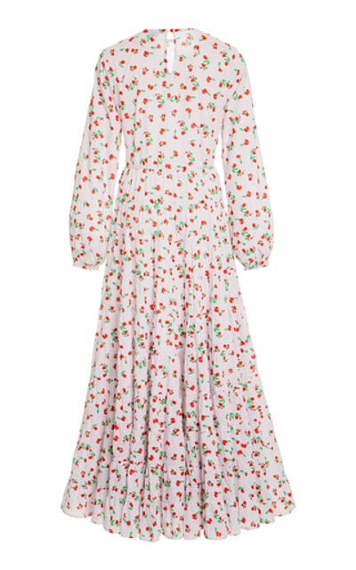 Shop Rixo London Pip Tiered Printed Cotton Maxi Dress In Floral