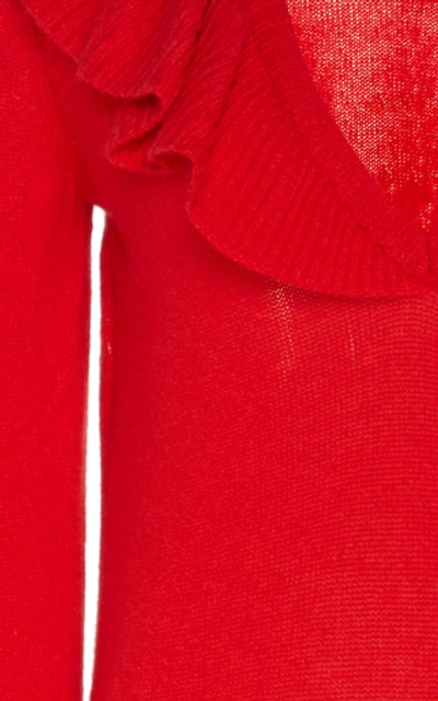 Shop Philosophy Di Lorenzo Serafini Ruffle-accented Cashmere-knit Top In Red