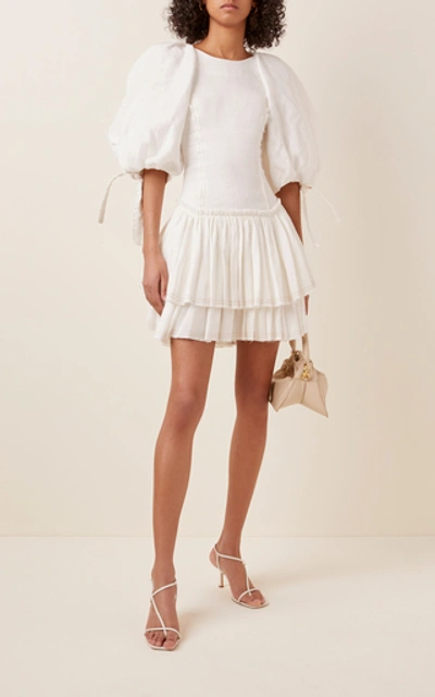 Shop Aje Overture Laced Ballet Mini Dress In White