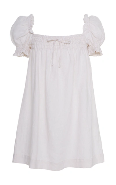 Shop Faithfull The Brand Cherie Linen Mini Dress In White