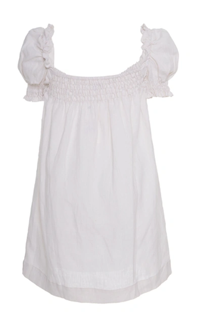 Shop Faithfull The Brand Cherie Linen Mini Dress In White