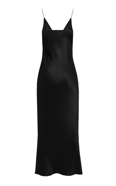 Shop Anna October Claire Button-detailed Satin Maxi Dress In Black