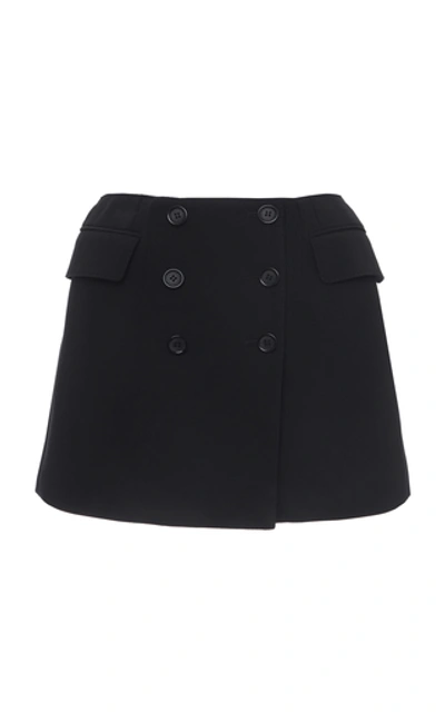 Shop Dolce & Gabbana Button-detailed Wool-blend Mini Skirt In Black
