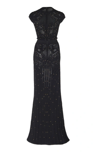 Shop Zuhair Murad Pamplona Embellished Open-knit Dress In Black