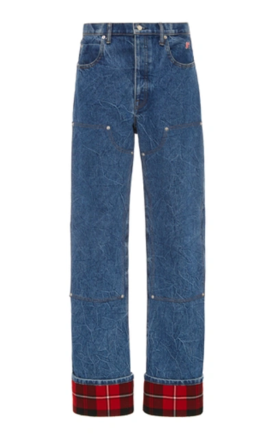 Shop Alexander Wang Plaid-cuff Carpenter Jeans In Medium Wash