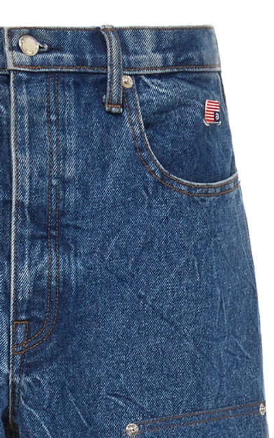 Shop Alexander Wang Plaid-cuff Carpenter Jeans In Medium Wash