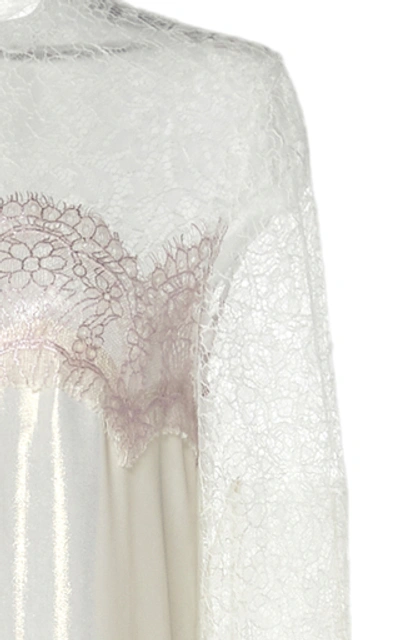 Shop Anais Jourden Lace-trimmed Lamé Midi Dress In White