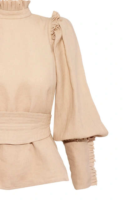 Shop Anna Mason Harper Linen Blouse In Neutral