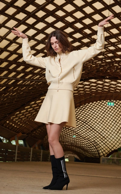 Shop Dorothee Schumacher Sleek Sophistication Zip Up Jacket In Neutral