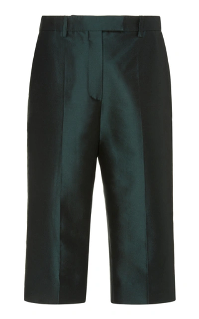 Shop Givenchy Straight-leg Wool-silk Bermuda Shorts In Green