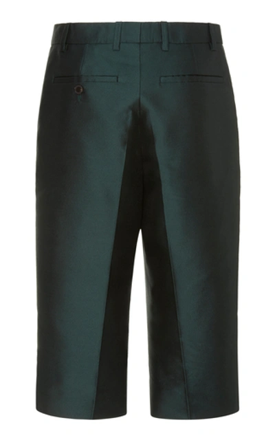 Shop Givenchy Straight-leg Wool-silk Bermuda Shorts In Green