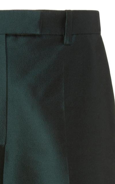 Shop Givenchy Straight-leg Wool-silk Bermuda Shorts In Green