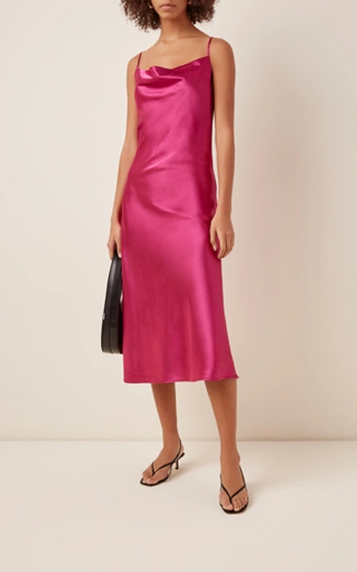 Shop Apparis Maxine Vegan Satin Midi Dress In Pink