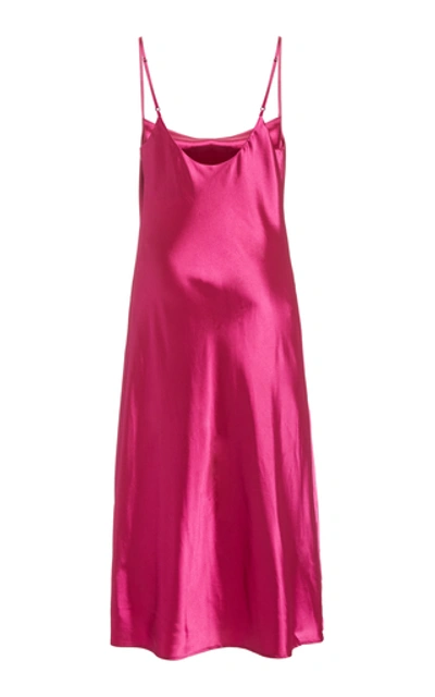 Shop Apparis Maxine Vegan Satin Midi Dress In Pink