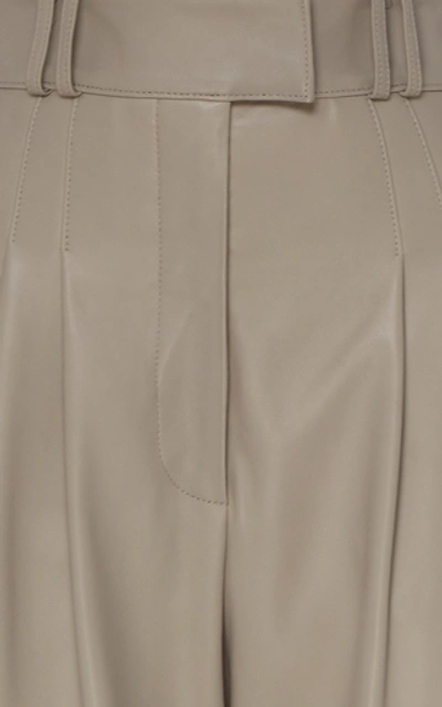 Shop Proenza Schouler Tie-detailed Pleated Leather Trousers In Grey