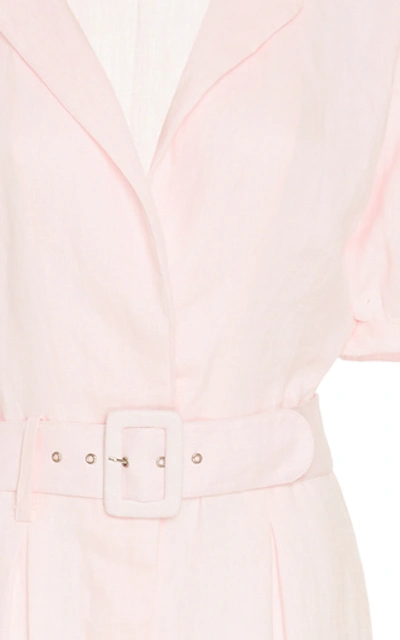 Shop Faithfull The Brand Frederikke Belted Linen Jumpsuit In Pink